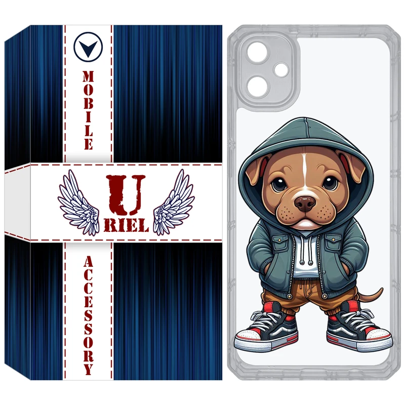 کاور یوریل مدل Clear کد 66 طرح سگ قهوه ای مناسب برای گوشی موبایل سامسونگ Galaxy A05