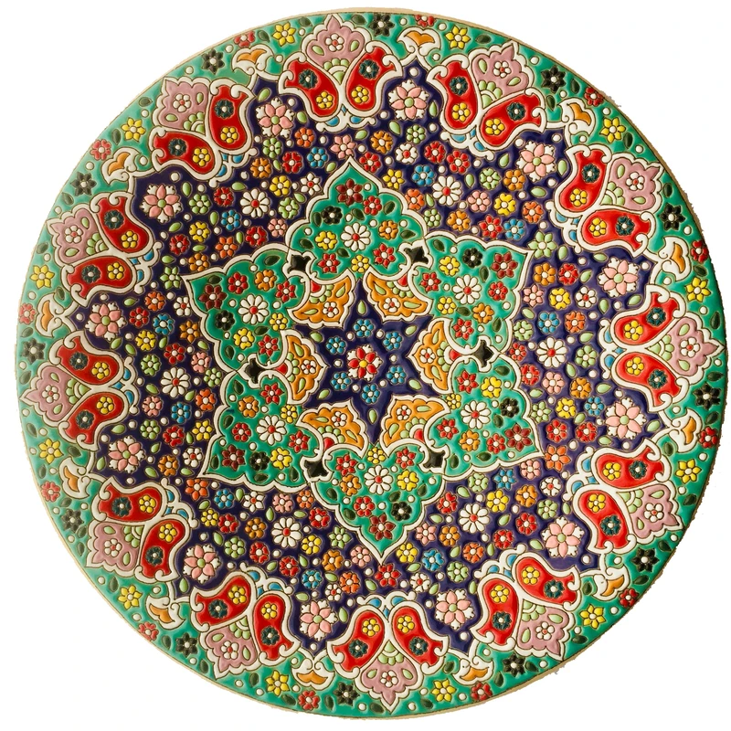 بشقاب میناکاری سفالی زمانیان کد ZMN30011