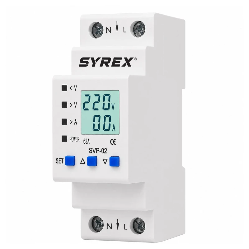 محافظ برق و ولتاژ هوشمند 63 آمپر سایرکس مدل SVP-02
