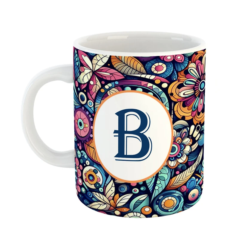 ماگ پادآفرین مدل فانتزی طرح حرف B کد 23