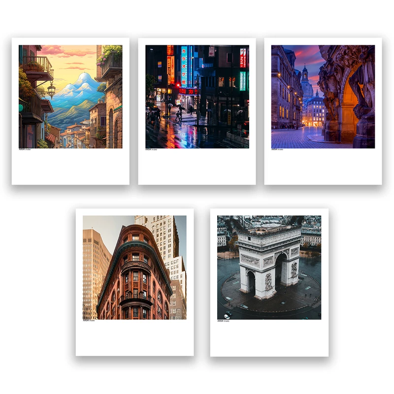 آویز تزیینی عرش مدل فانتزی منظره شهر کد Asa1266 مجموعه پنج عددی