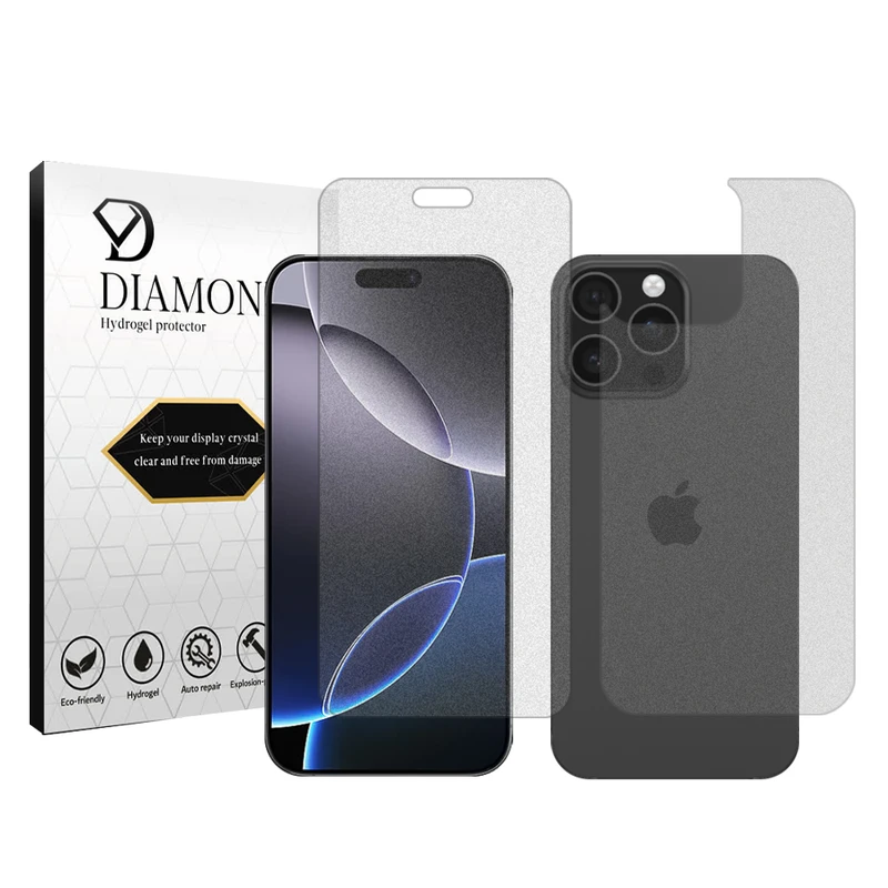 محافظ صفحه نمایش مات دیاموند مدل Tough مناسب برای گوشی موبایل اپل iPhone 16 Pro Max به همراه محافظ پشت گوشی