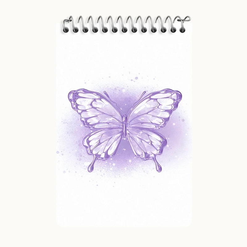 دفتر یادداشت 50 برگ خندالو طرح پروانه ی بنفش کد F3727