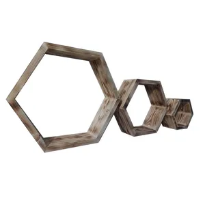 شلف دیواری مدل شش ضلعی مجموعه 3 عددی