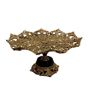 شیرینی خوری برنجی مدل گلبرگ پایه سنگی کد H-2034
