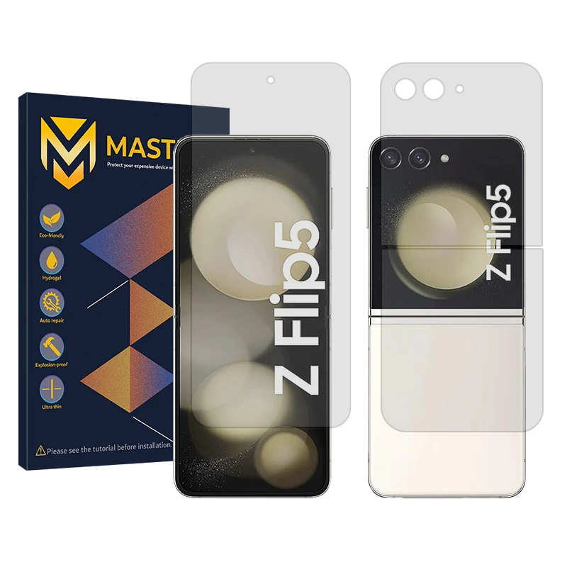 محافظ صفحه نمایش شفاف مستر مدل Resistant مناسب برای گوشی موبایل سامسونگ Galaxy Z Flip5 به همراه محافظ پشت گوشی