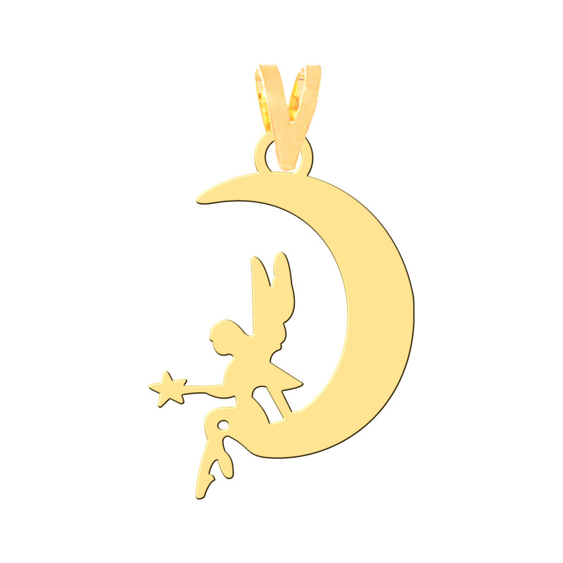 آویز گردنبند طلا 18 عیار زنانه کرابو طرح ماه و فرشته مدل Kr3135