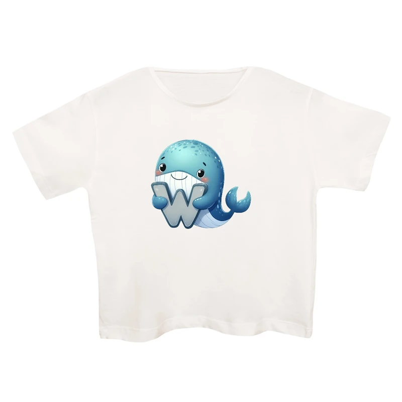 کراپ‌تی شرت آستین کوتاه زنانه مدل نهنگ کد 2