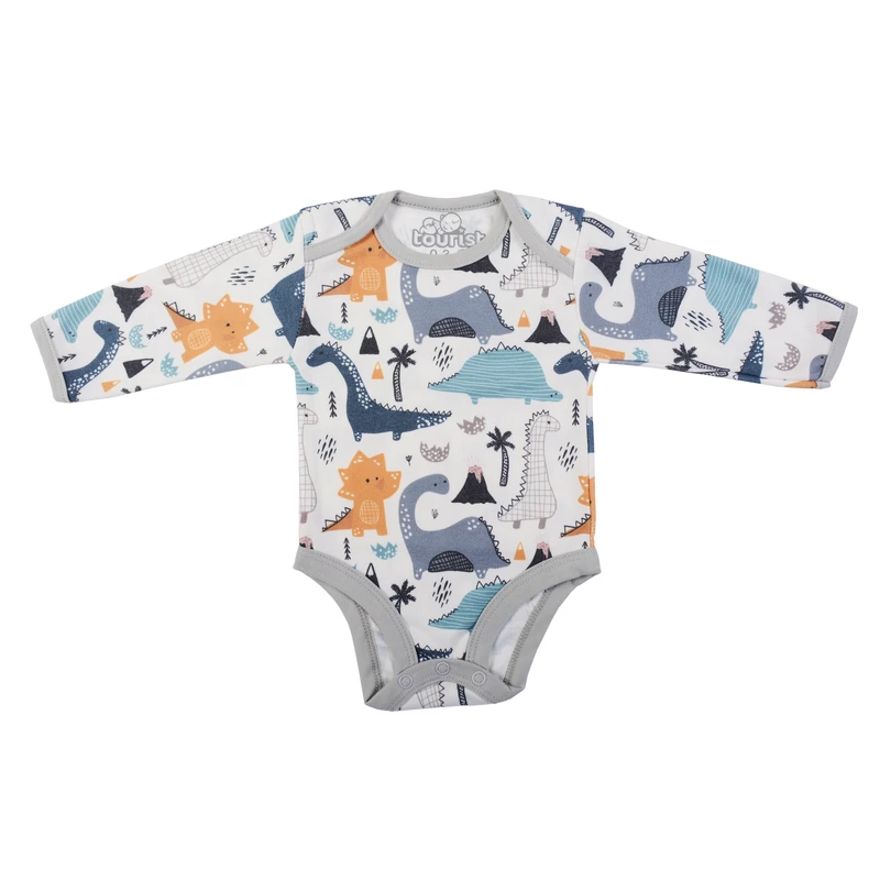 عکس شماره 2 : ست بادی آستین بلند و شلوار نوزادی مدل دایناسور