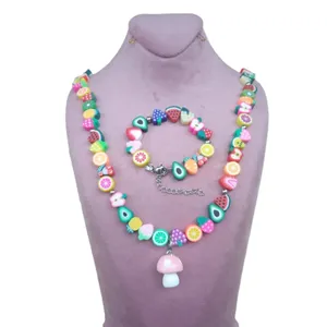 نیم ست دخترانه مدل مهره ای میوه ای طرح قارچ کد ma0359