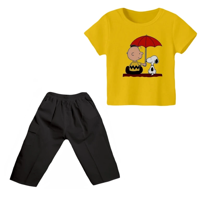 ست تی شرت و شلوارک پسرانه مدل اسنوپی کد ۴۲