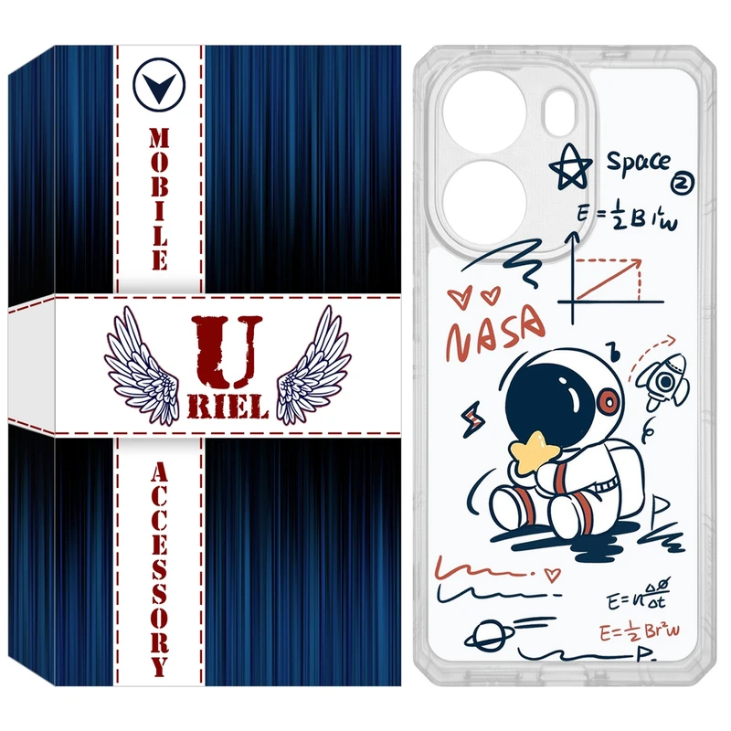 کاور یوریل مدل Clear کد 1 طرح فضانورد مناسب برای گوشی موبایل شیائومی Poco X7 Pro