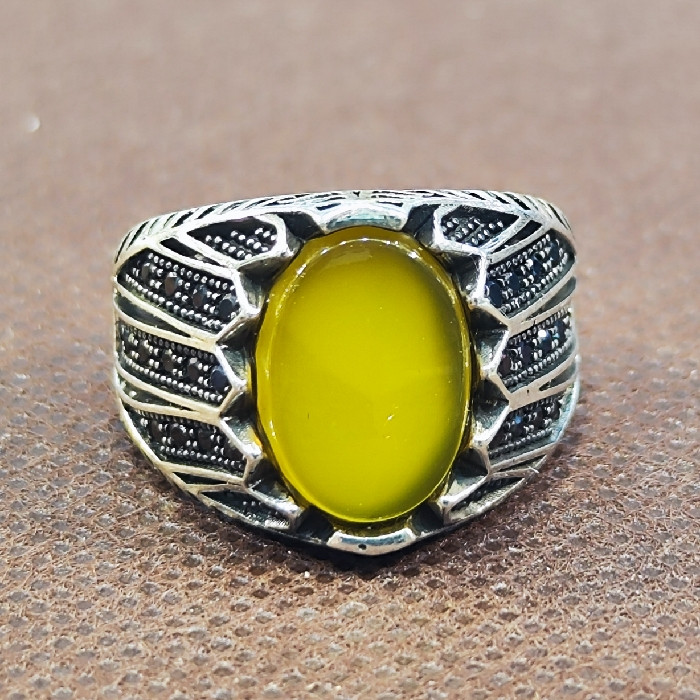 انگشتر نقره مردانه مدل سنگ عقیق کد 3421 انگشتر نقره مردانه مدل سنگ عقیق کد 3421