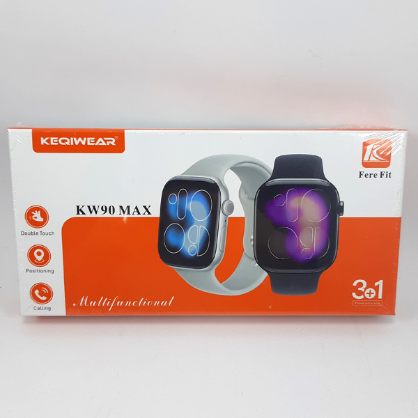 ساعت هوشمند 45 میلی‌متری کیکویر مدل KW90 Max با بند سیلیکونی، سازگار با سیستم عامل Android و iOS