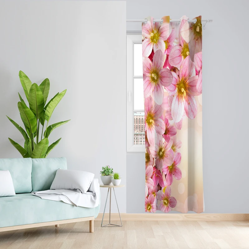 پرده طرح گل مدل مخمل پانچی کد L 267 Z سایز 140x200 سانتی متر