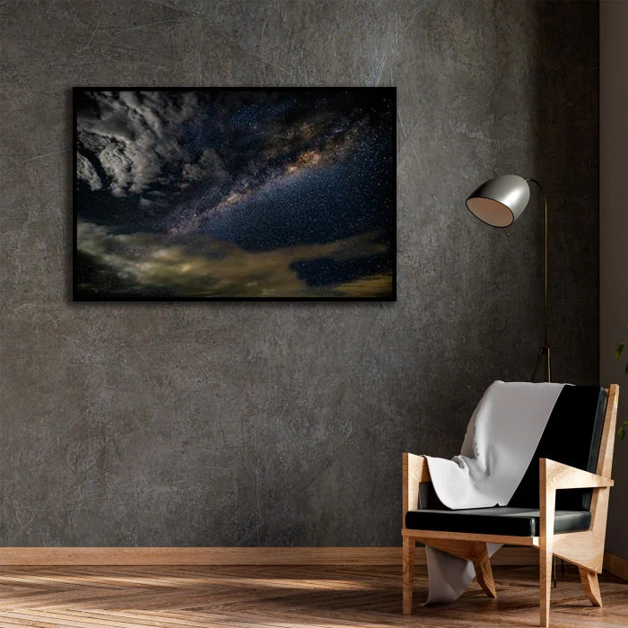 تابلو نوری بکلیت طرح کهکشان مدل B-D2119 فریم مشکی