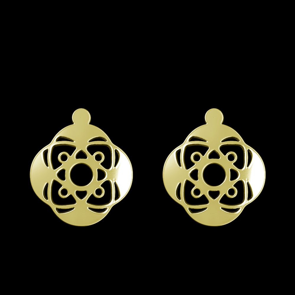 گوشواره طلا 18 عیار زنانه مدوپد مدل هندسی کد GA1-11342