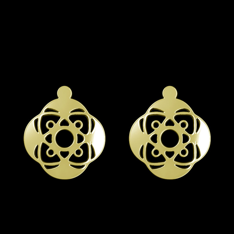 گوشواره طلا 18 عیار زنانه مدوپد مدل هندسی کد GA1-11342