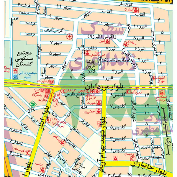 نقشه  گیتاشناسی نوین مدل راهنمای منطقه 2 تهران کد 1302
