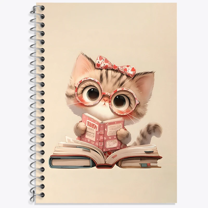 دفتر زبان 50 برگ خندالو مدل سه خط طرح گربه کیوت کد N5508