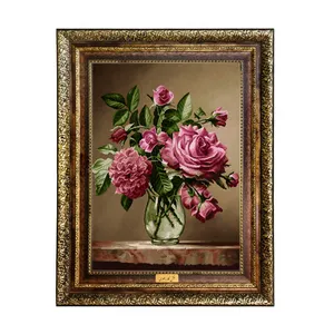 تابلو فرش ماشینی نقش نگار رضوی طرح گل کد 457KH