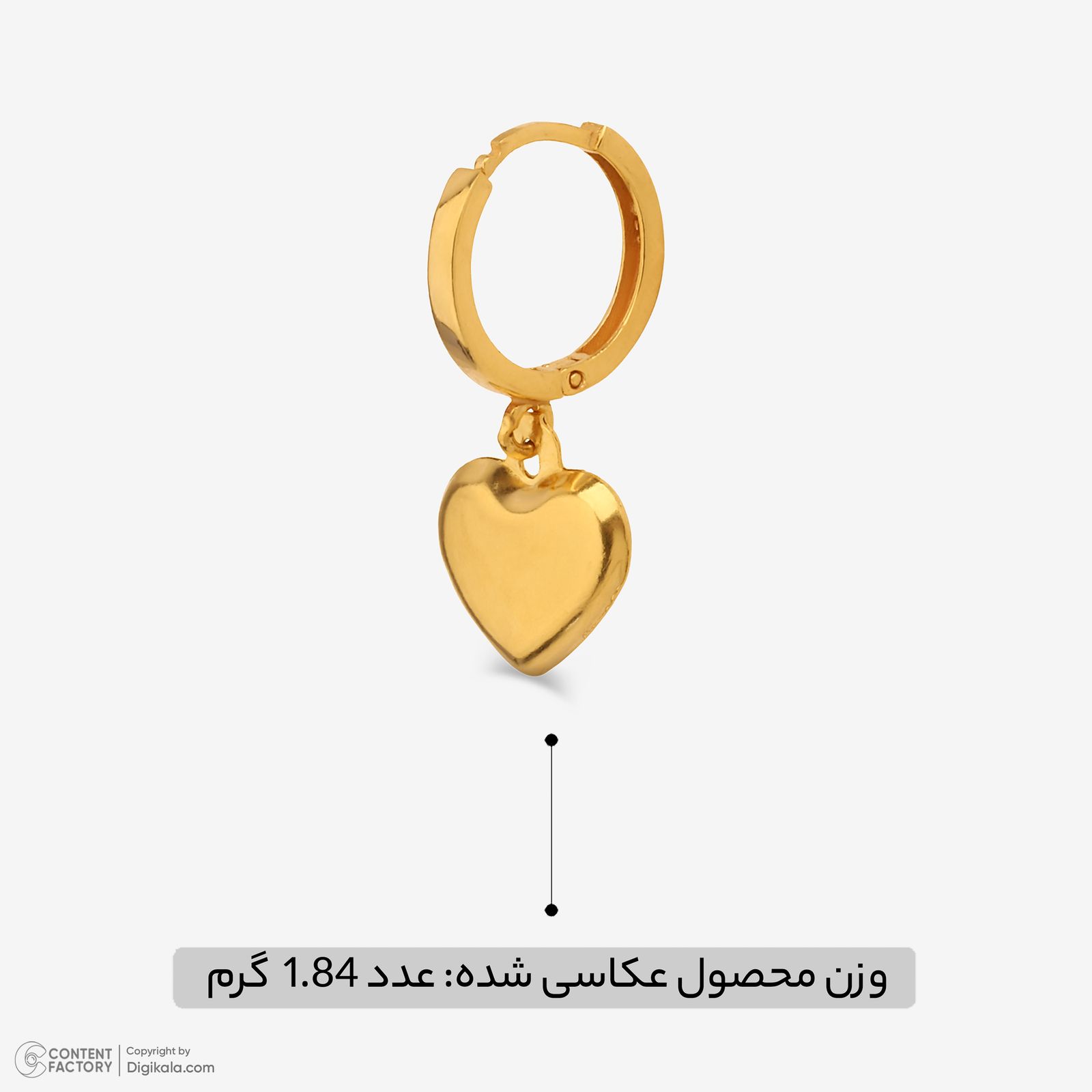 گوشواره حلقه‌ای طلا کم اجرت  18 عیار زنانه نگین مدل 117 -  - 6