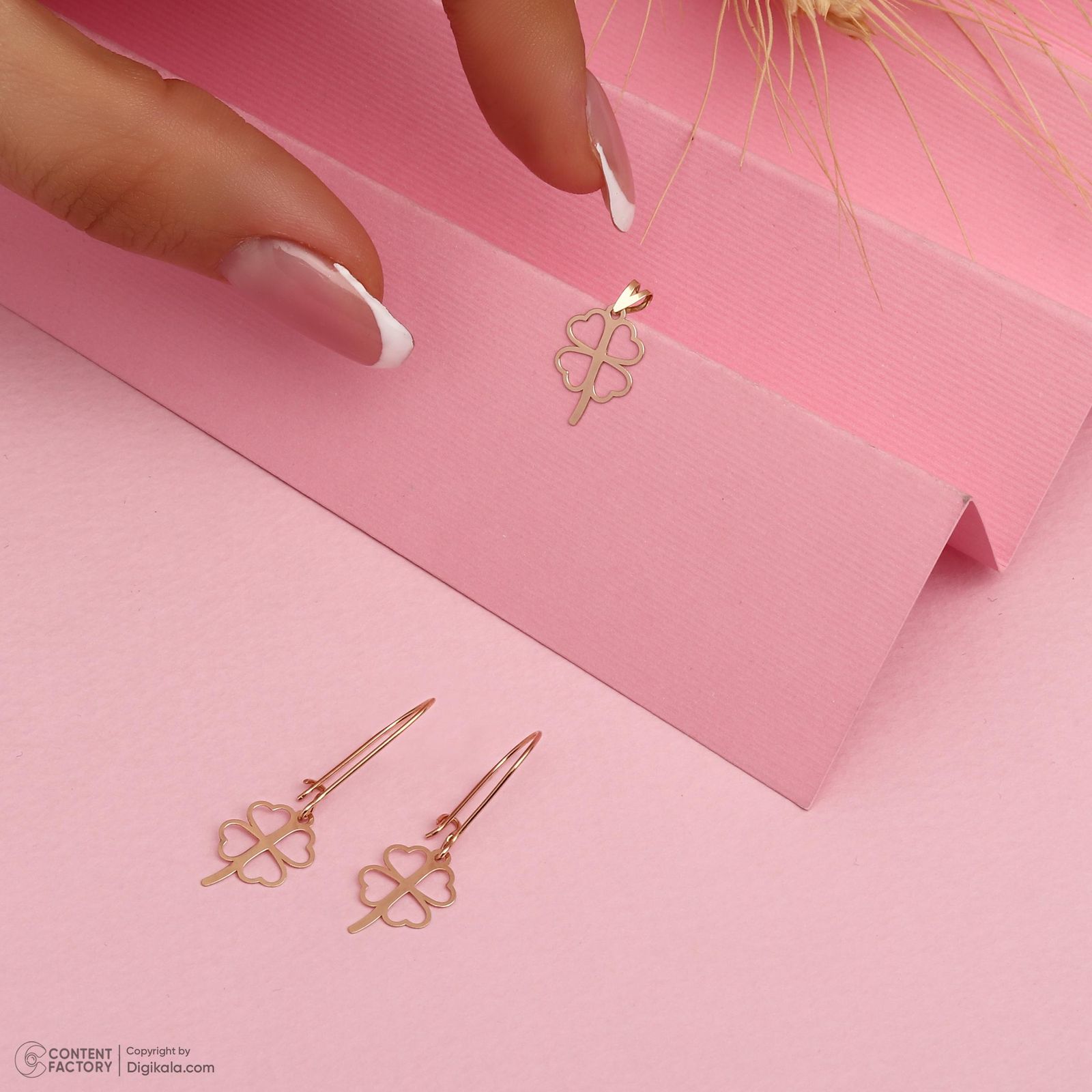 نیم ست طلا 18 عیار زنانه حافا گلد مدل برگ کد nim23 -  - 6