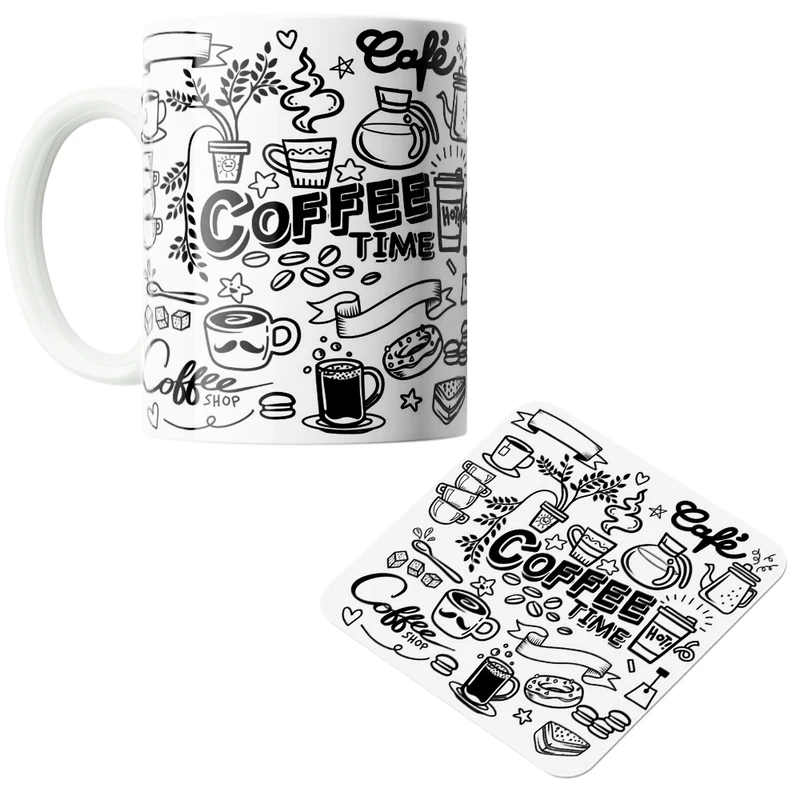 ماگ پاد آفرین مدل Coffee کد z361 به همراه زیر لیوانی