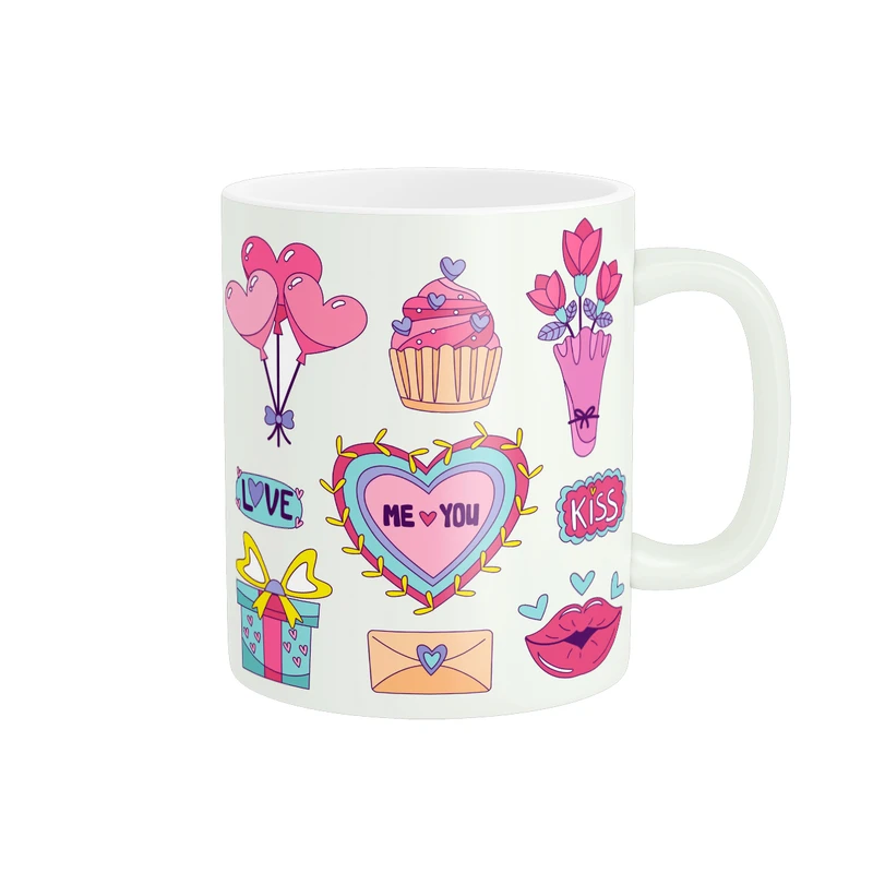 ماگ پادآفرین مدل عشق طرح قلب LOVE گل کد PM1652