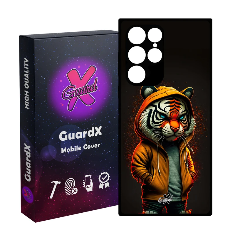 کاور گارد ایکس طرح ببر مدل Glass10618 مناسب برای گوشی موبایل سامسونگ Galaxy S22 Ultra
