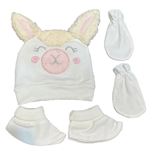 ست کلاه و دستکش و پاپوش نوزادی مادرکر مدل خرگوش