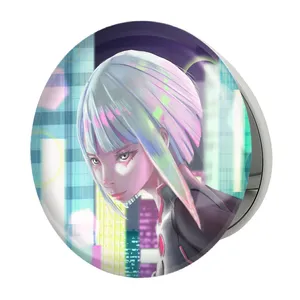 آینه جیبی خندالو طرح لوسی انیمه سایبرپانک مدل تاشو کد 23977 