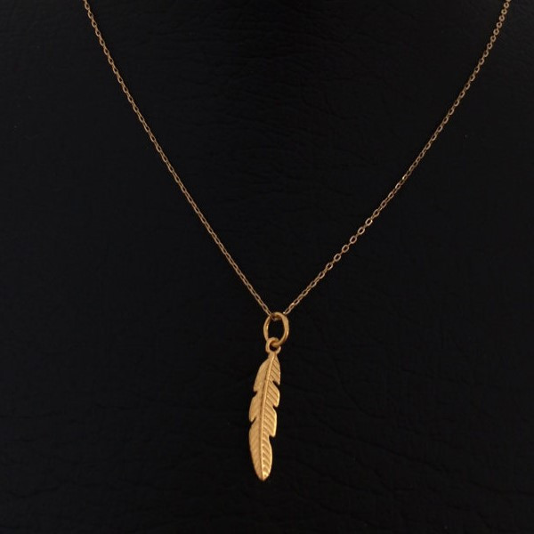 گردنبند طلا 18 عیار زنانه قیراط طرح پر کد GH5267