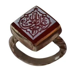 انگشتر نقره مردانه مدل عقیق لوزی کد 1400512