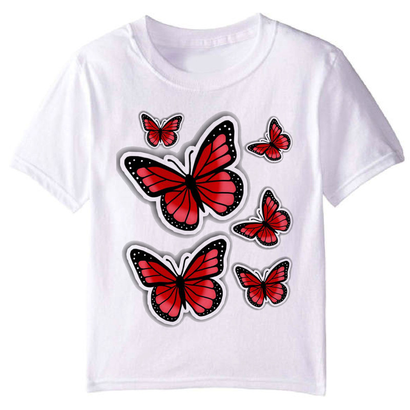 تی شرت آستین کوتاه دخترانه مدل پروانه ها F23