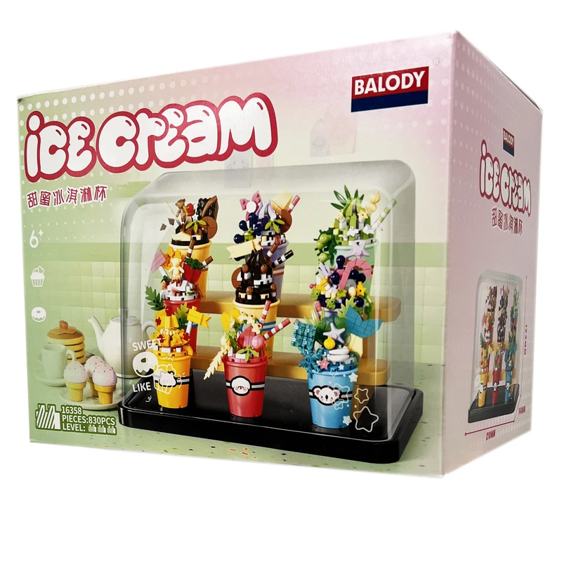 ساختنی 830 تکه بالودی مدل Ice Cream کد 16358 مجموعه 9 عددی