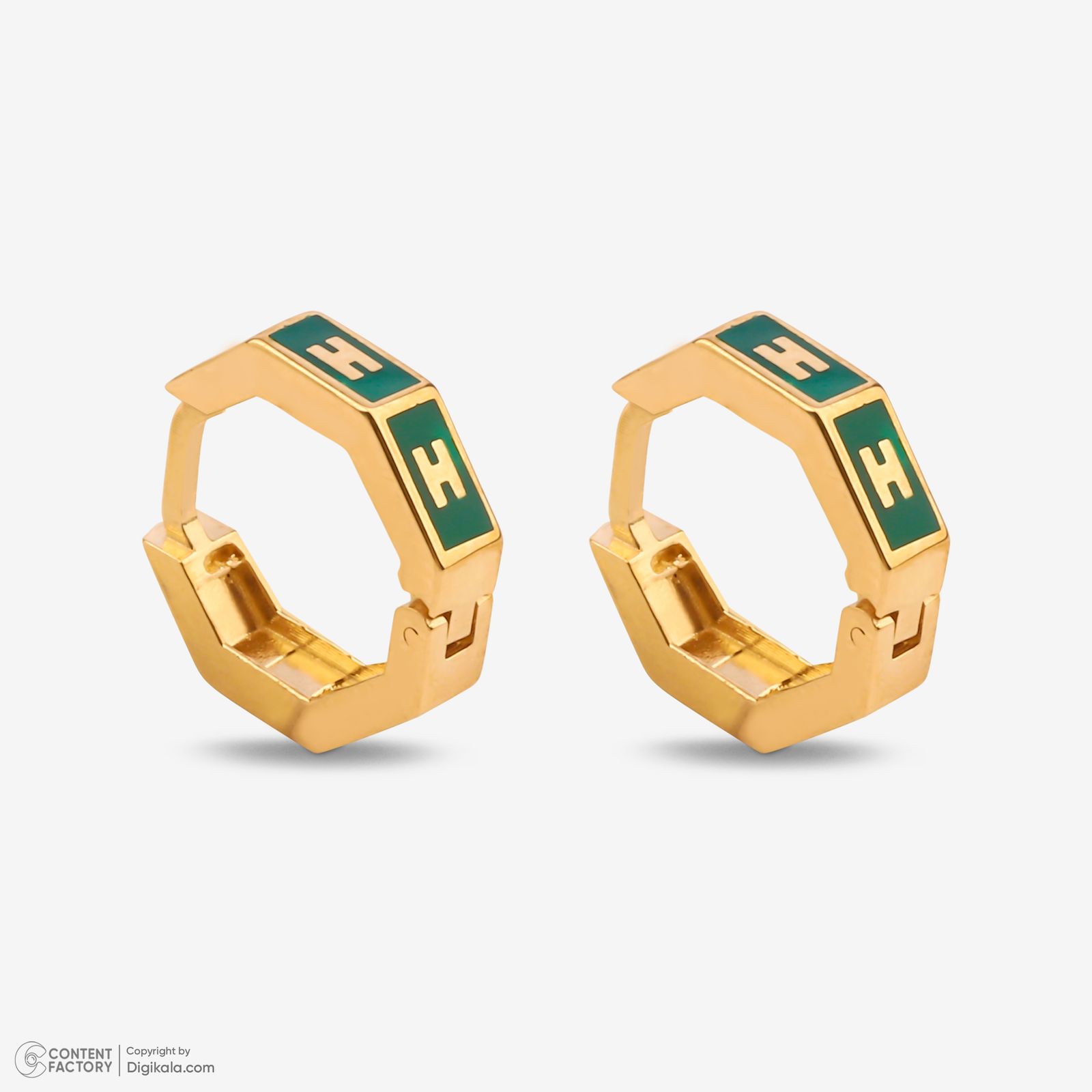 گوشواره حلقه‌ای طلا کم اجرت  18 عیار زنانه گلدم مدل E244020 -  - 4