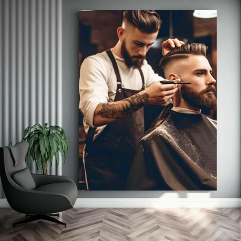پوستر دیواری طرح آرایشگاه مردانه مدل اصلاح مو و ریش کد BK23207