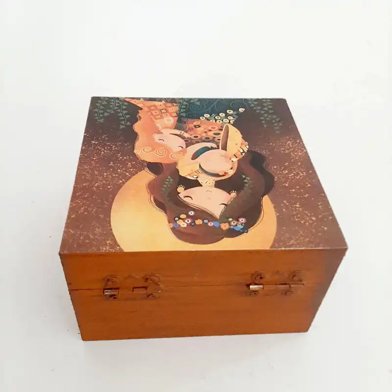 جعبه هدیه چوبی مدل فانتزی طرح دختر رویایی کد SB32