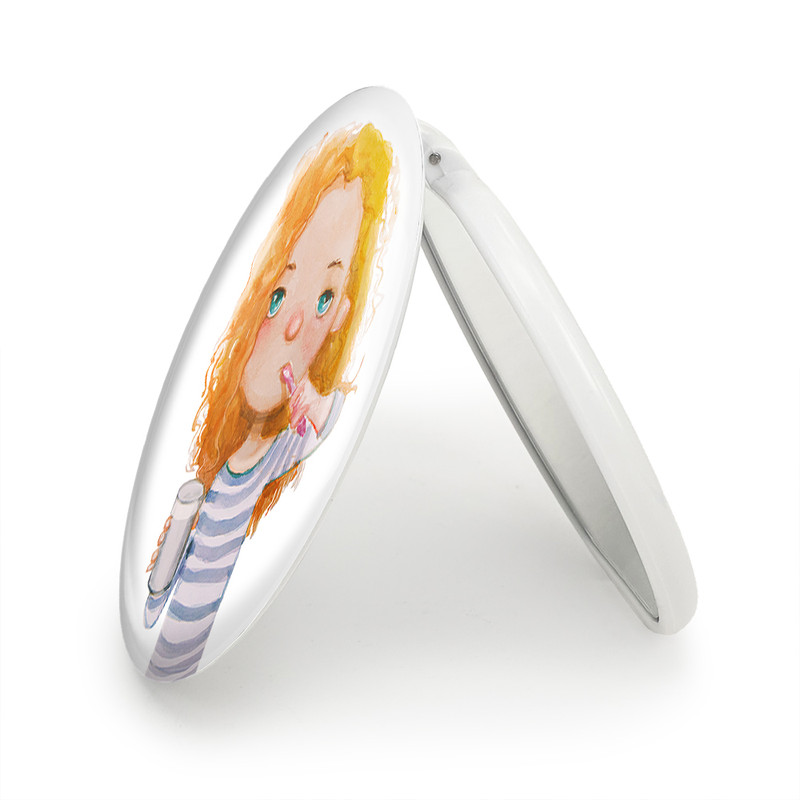 آینه جیبی خندالو طرح دختر مدل تاشو کد 5528