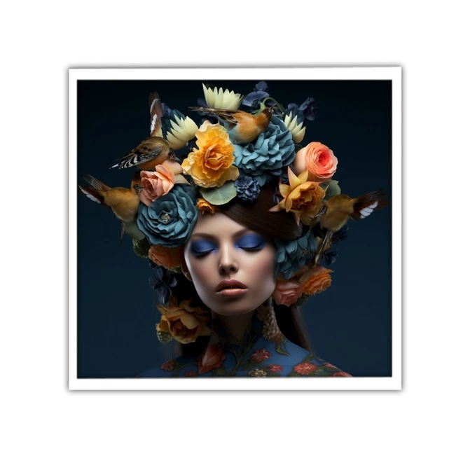تابلو نوری بکلیت طرح چهره هنری و گل رنگی مدل W-MID-19817