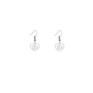 گوشواره نقره زنانه هایکا طرح قلب و حرف D مدل n.ha760