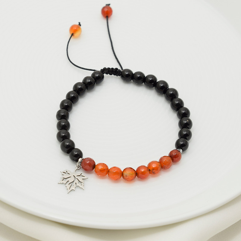 دستبند زنانه دلنار گالری مدل سنگ عقیق و برگ پاییزی S دستبند زنانه دلنار گالری مدل سنگ عقیق و برگ پاییزی S