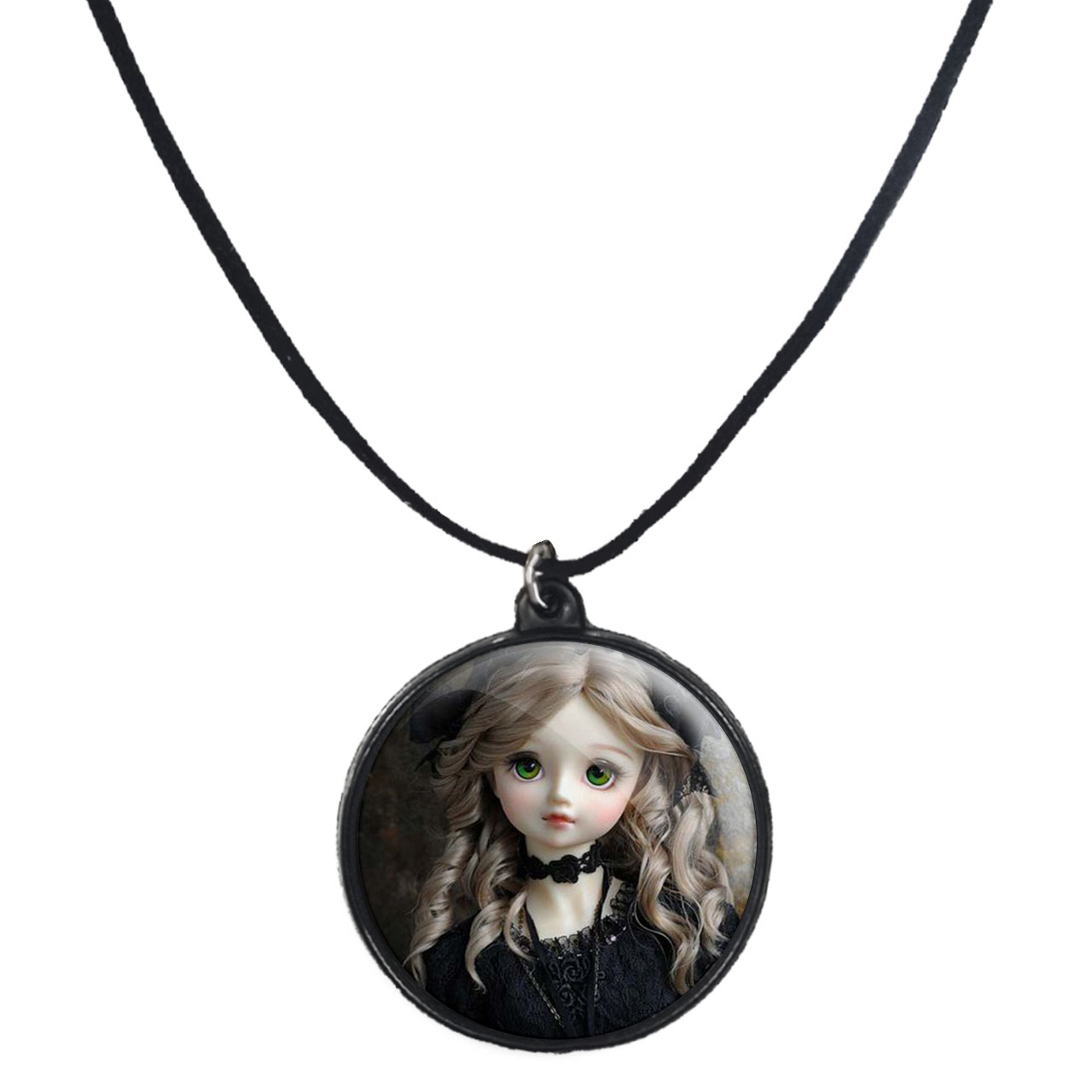 گردنبند پرمانه طرح عروسک زیبا کد pmb.2427 مدل دو طرفه