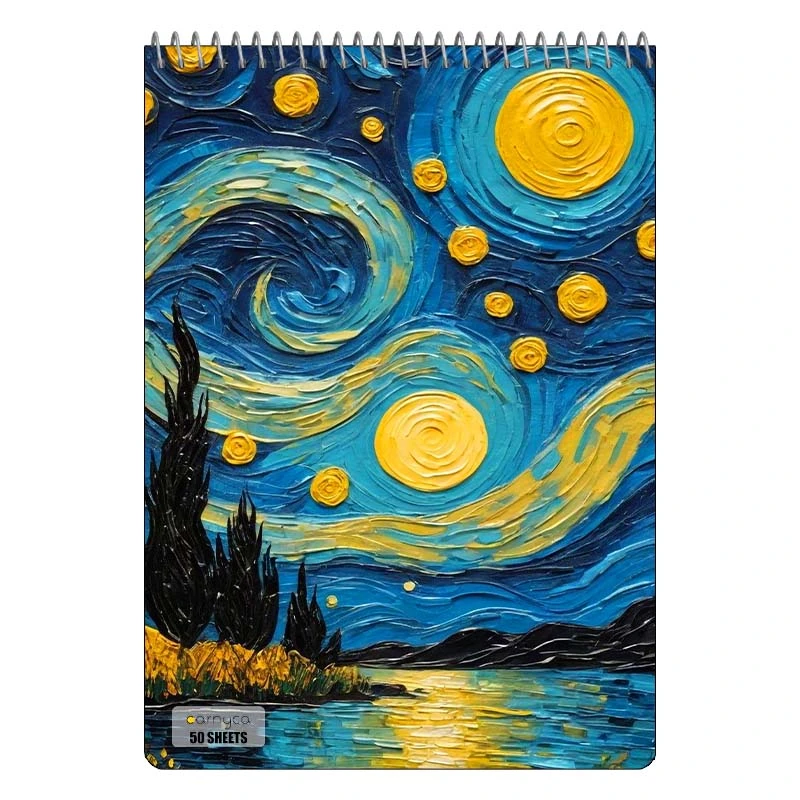 دفتر نقاشی 50 برگ سیمی کارنیکا طرح شب پرستاره فانتزی ون گوگ Fantasy Starry Night Van Gogh کد 79046