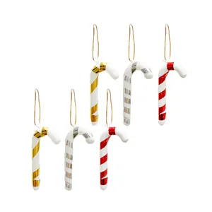 آویز تزیینی سورتک مدل آبنبات عصا کریسمس کد ST0947 بسته 6 عددی