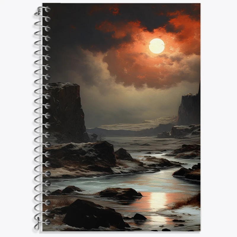 دفتر زبان 50 برگ خندالو مدل دو خط طرح منظره شب کد F436