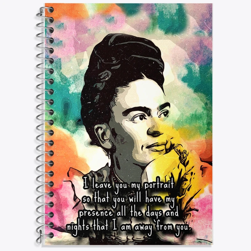 دفتر زبان 50 برگ خندالو مدل دو خط طرح فریدا کالو (Frida Kahlo) کد F1802