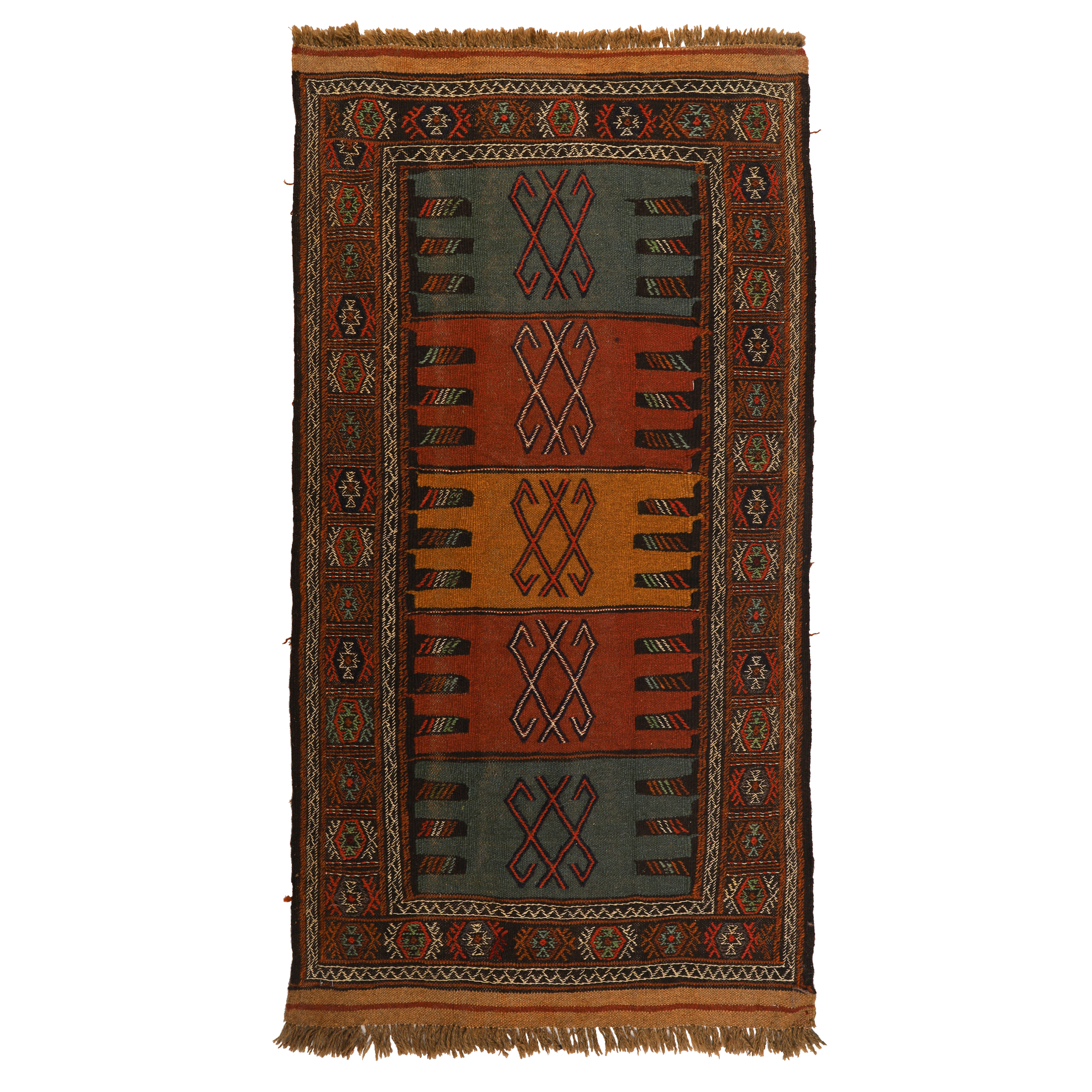 گلیم دستبافت دومتری طرح سفره کردی کد 140469