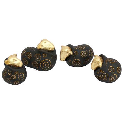 مجسمه سفالی طرح خانواده گوسفند شاون دشیپ مجموعه 4 عددی